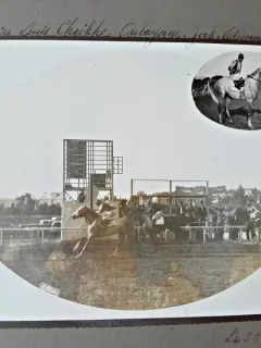 Fotografie de la o cursa de cai, America 1933, cu paspartu