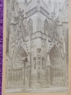 Fotografie tip CDV, Portal catedrala gotica, inceput de secol XX