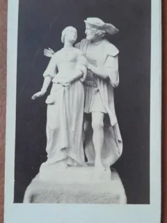 Fotografie tip CDV, sculptura Faust si Margareta - Cauer