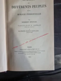 Herbert Spencer - La Morale des Differents peuples et la morale personnelle