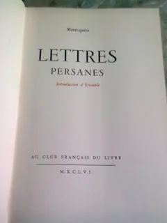 LETTRES PERSANES - MONTESQUIEU  (CARTE IN LIMBA FRANCEZA)