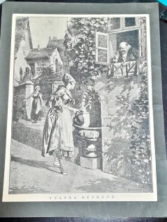 Litografie pe carton, la fantana