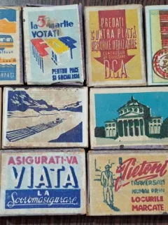 Lot 16 cutii chibrituri cu reclame anii 50 Romania
