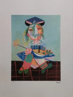 Pablo Picasso - La Fille de l artiste a deux ans et demi avec un bateau (Fiica artistului la doi ani si jumatate cu o barca), litografie originala