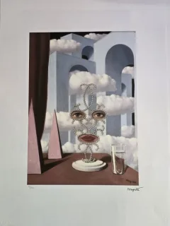 Rene Magritte - Face in the clouds (litografie originala)