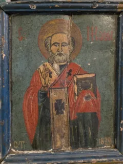 Sfantul Nicolae, icoana veche pe lemn, anul 1879