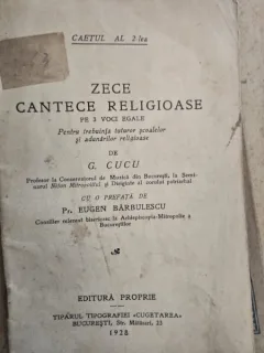 Zece cantece religioase pe 3 voci egale - G. Cucu