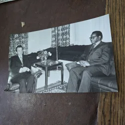 Fotografie Ceausescu alb negru , intalnire cu un lider dintr-un stat african