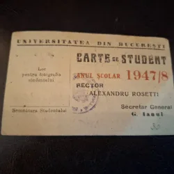 Carte de student , facultatea de litere din Bucuresti - Anul scolar 1947/48
