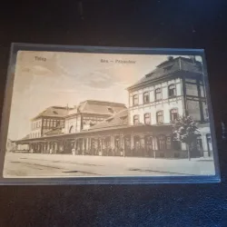 Carte postala alb negru , Teius , Gara , Palyaudvar - Circulata