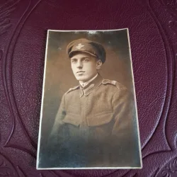 Fotografie tip carte postala , Militar in uniforma , alb negru - necirculata