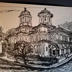 Gravura -  strazi din Bucuresti - epreuve lito/test lito, semnatura olografa Dragos Morarescu