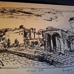 Gravura -  strazi din Bucuresti - epreuve lito/test lito, semnatura olografa Dragos Morarescu