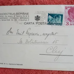 Carte postala adresata magistratului Emil Puscariu de catre un redactor de la Pandectele Romane, 1937