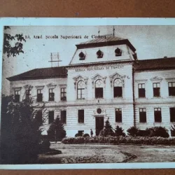 Carte postala, Arad Scoala Superioara de Comert, 1949