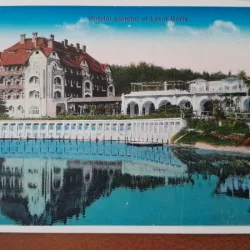 Carte postala, Baia Ocna, Hotelul statului si Lacul Horia, perioada interbelica