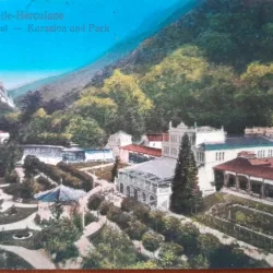 Carte postala, Baile Herculane, cazinoul si parcul, 1929