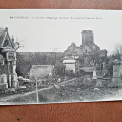 Carte postala, Bandonviller, la Cimetiere devaste par les obus, 1916