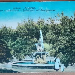Carte postala, Brasov, fantana din parcul Rudolf, perioada interbelica