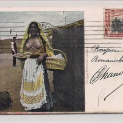 Carte postala circulata in anul 1907 - Tiganca vanzatoare de flori
