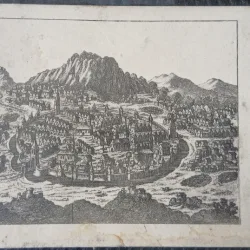 Carte Postala, Desen orasul Brasov, vedere generala dinspre nord, de la mijlocul sec.al XVII-lea