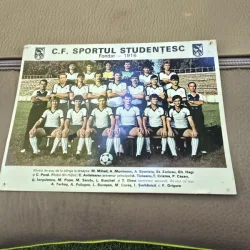 Carte postala echipa C.F. Sportul Studentesc (pe spate autograf Marcel Coras si  Laurentiu Bozesan)