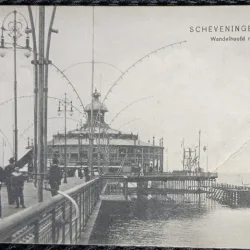 Carte postala, Scheveningen, Wandelhoofd met pleizierboot, perioada interbelica