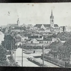 Carte postala, Sibiu vedere generala, 1917