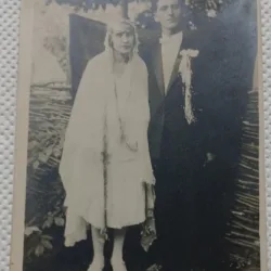 Fotografie tip Carte postala, Mireasa si Mirele, 1927