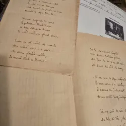 Manuscris pe trei pagini al poeziei "Cantec pentru Lydia"