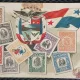 Carte Postala cu timbre din Republica Panama+stema si drapel (in relief)