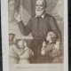 Fotografie tip CDV, preot catolic Filip Neri cu cativa copii, inceput de secol XX